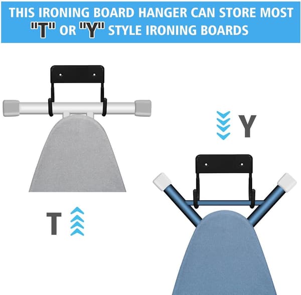 Ironing Board Holder - Hanging System Hook Wall Mounted Storage Hooks Wall Tool for Laundry Rooms, Garages and Spaces 12*11*6 cm Black_yu