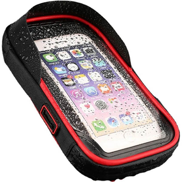 Red Waterproof Bicycle Mobile Holder with Touch Screen, 360° Rotatable, Adjustable