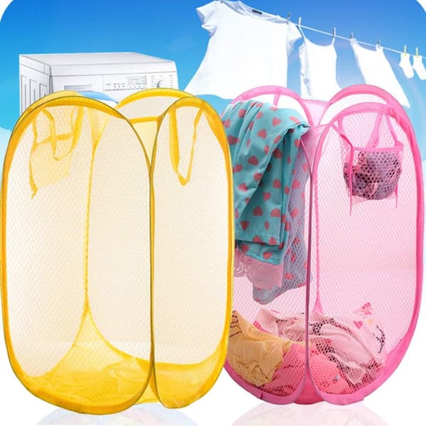 Foldable Mesh Laundry Hamper for Bedroom, Nursery, Dorm Room