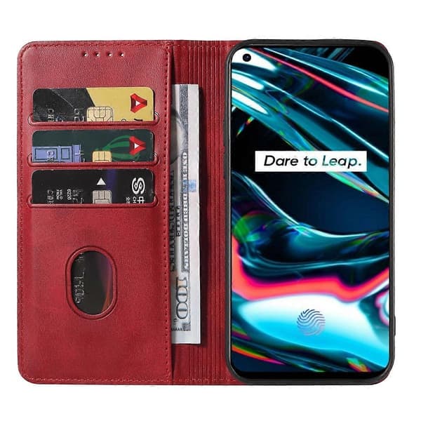 Magnetisk læderetui til Realme 7 Pro [DB] Rød Red