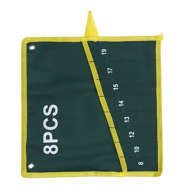 1 pc Durable Canvas Wrench Tool Roll Up Storage Bag Green 8 Pockets