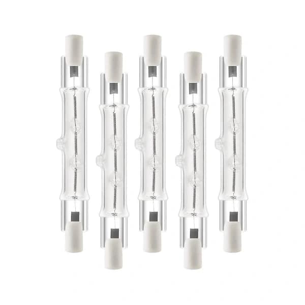 5-pack R7s 118mm 300w 220v, R7s Halogen Linear Lamp, Dimmable Halogen Bulb for Construction Site