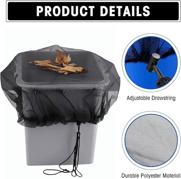 2x Rain Barrel Cover, 80 cm Diameter, Rain Barrel Net with Drawstring, Adjustable Protective Net, Protection Against Leaves and Mosquitoes