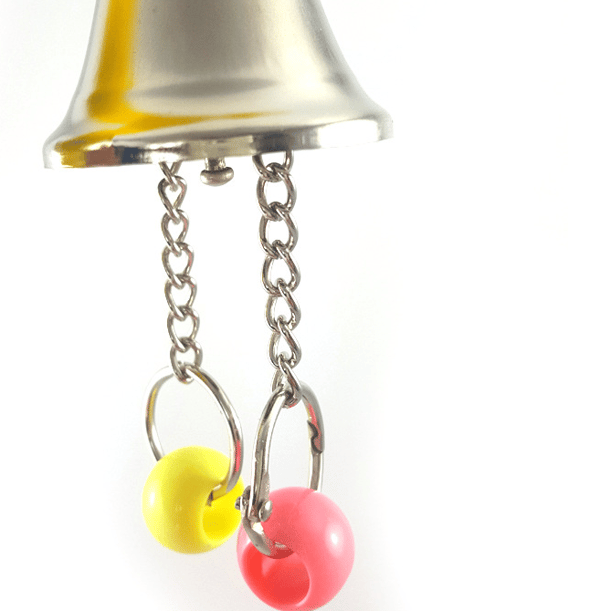 Two Parrot Toys with Large Bells, String, and Hanging Cages
