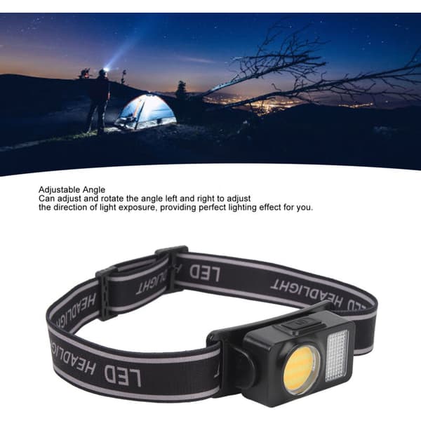 Hodelykt COB LED Høy Lysstyrke Justerbar Vinkel Hodelykt for Camping Løping Sykling Fiske, DUBUNS