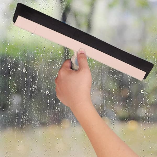 Squeegee with telescopic handle, rotatable for wet/dry use – Beige – 95 cm