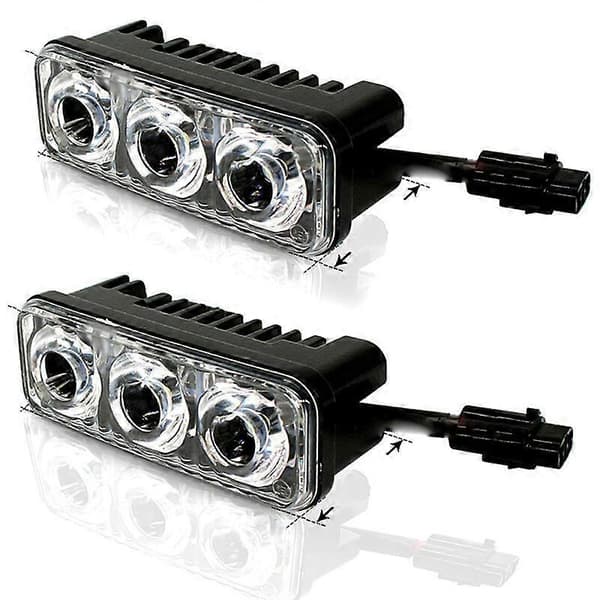 2x 3LED Super Hvit Høyeffekts Bil DRL Kjørelys Tåkelys Universal Bil Kjørelys