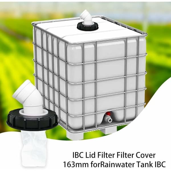 45° IBC Lågfilter, 163mm Nylon Regnvandsfilter, Vaskbart med Låg til IBC Regnvandstank DN 150,