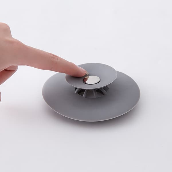 Grå 5-pakning silikonvasksil, avløpsplugg, 10 cm diameter, dusjhårssil, for dusjavløp, vask, baderomstoalett, for