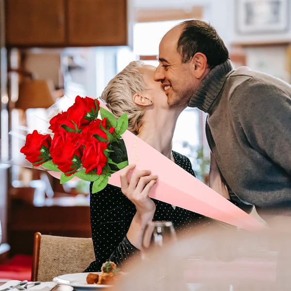30 Blomsterbuketposer, Hjerteformede Æskeomslag til Indpakning, Valentinsdag