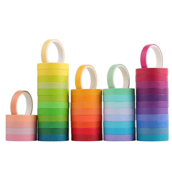 48 Rolls Rainbow Washi Tape Set, Decorative Tape for Scrapbook, Art, Crafts