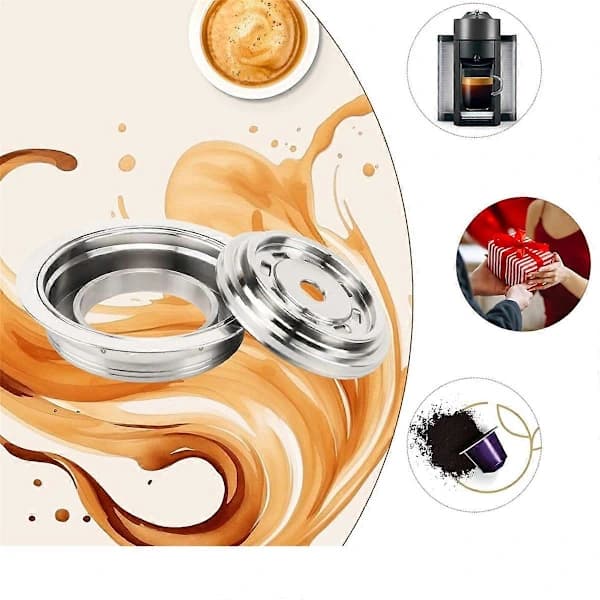 Nespresso Vertuo til Original Kapseladapter, Fødevaregodkendt Rustfrit Stål Kaffekapselkonverter til Vertuo-maskiner, Sølv Sølv Silver