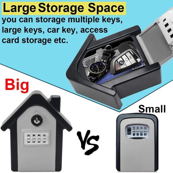 Wall Mounted Key Cabinet, Large Key Safe, Key Box with Digital Code and Emergency Keys (Silver)