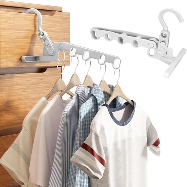 Two Grey Foldable Clothes Drying Racks, Portable Travel Drying Racks with Five Drying Holes, Suitable for Camping Trips