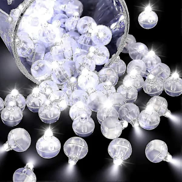100 stk LED Ballonlys, Mini Vandtætte Hvide Kugler til Fest