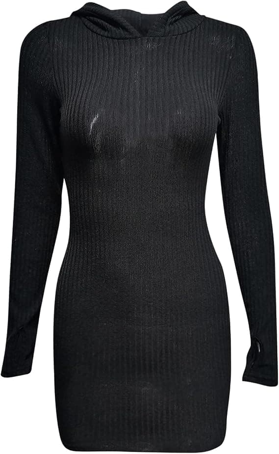 Knitted Long Sleeve (L) Dress Mini Dress Solid Color Knitted Short