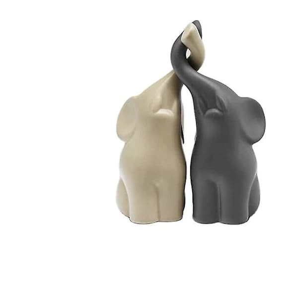Elephant in Love Resin Sculptures Modern Ceramic Sculpture Grey Unique Ornaments