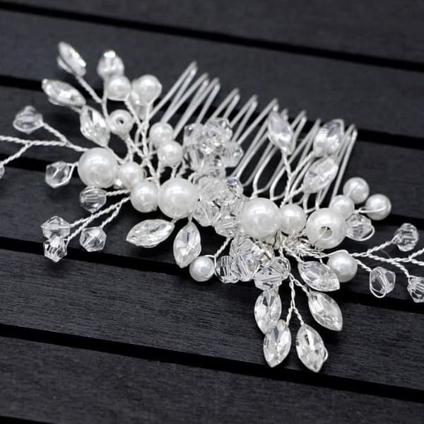 Hårkam - Brud - Elegant - Legering - Strass - En størrelse 13x6 cm