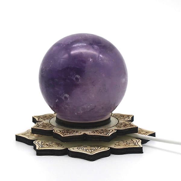 USB Kreative 3D Krystallkuler Nattlys Lotusformet Base Lysende Glass