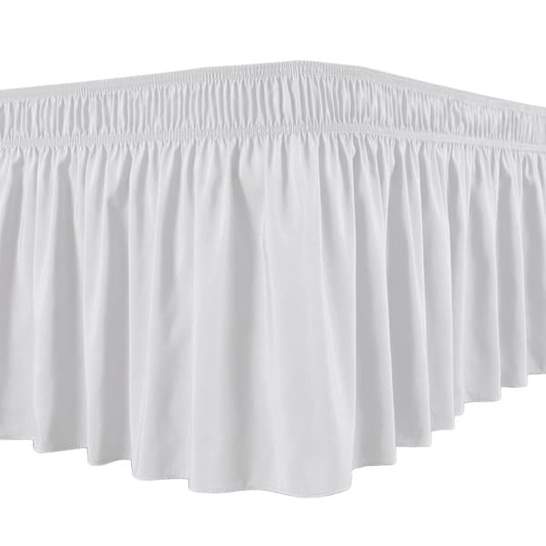 Bedspread Silky Luxurious Bedspread Easy Fit Even Non-fading Ruffles Elastic White White White White M White M