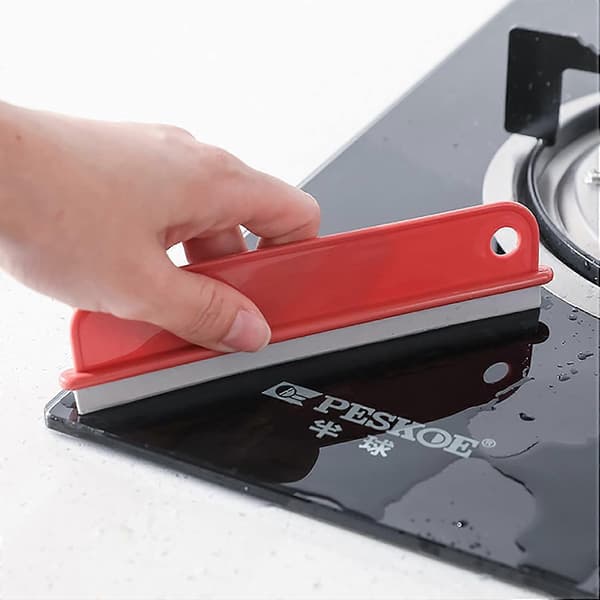 Small Silicone Squeegee for Bathroom, Shower Glass, Mirrors, Car Windows, Kitchen, Water Blade, Scraper 2 pcs (Red+Coffee)