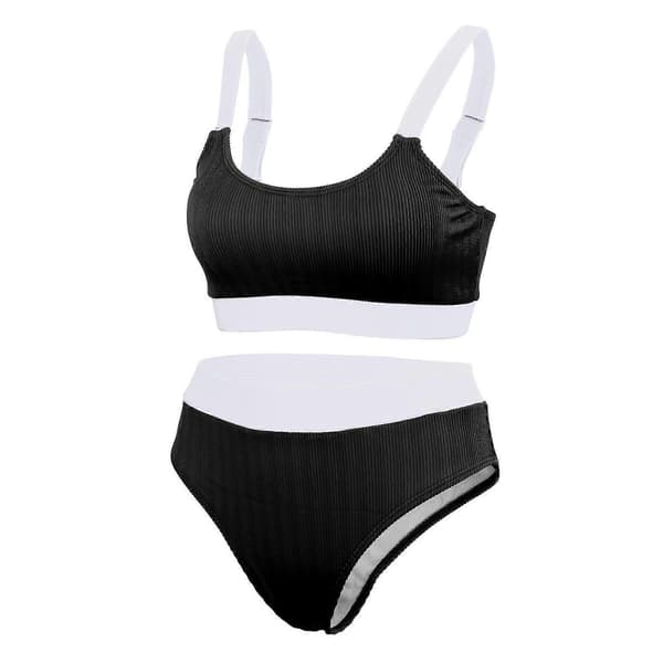 Bikinisæt til kvinder, sommer, strand, badedragt, 2 dele, BH, sort, L