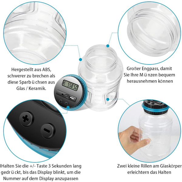 Mynträknande spargris med LCD-skärm, automatisk spargris, la