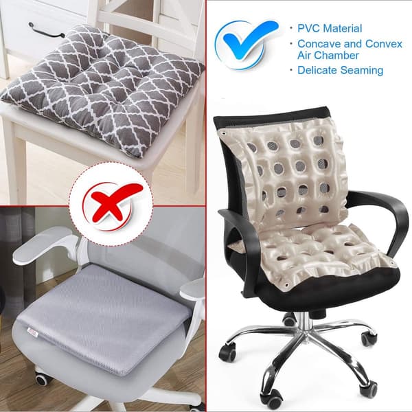 Inflatable Seat Cushion, PVC Square 19 Inch, Breathable, Grey, 1 Piece