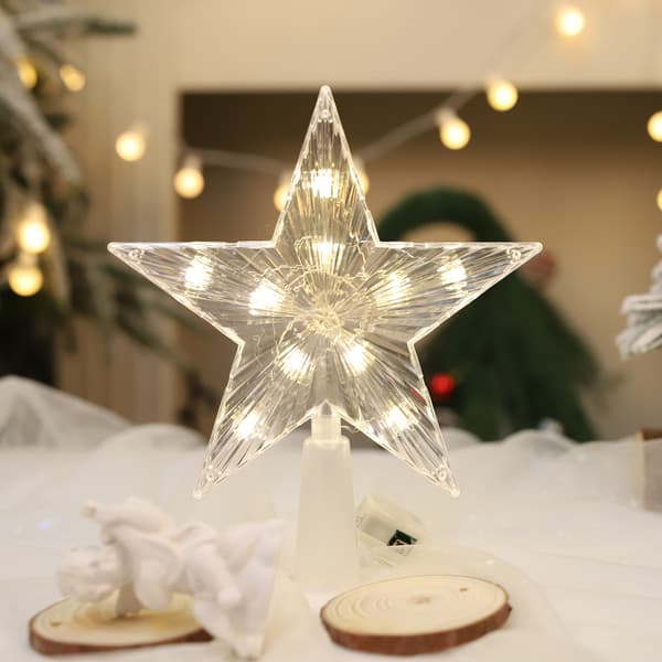 #Lysende Julestjerne, Top til Juletræ med LED, Jul#