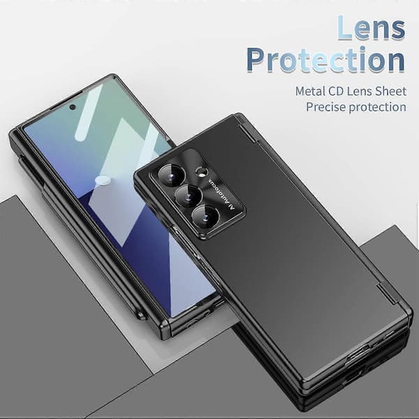 for Samsung Galaxy Z Fold 7 Case with S Pen Holder and Stylus, Full Coverage Phone Case Built-in Screen Protector Hinge Protection Slim Protective Case-FX-
