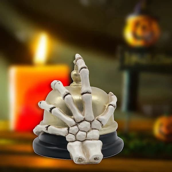 2025 Halloween Skeleton Hand and Bell Statue Gift for Tabletop Decorations Cabinet
