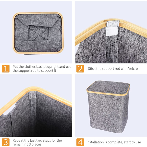 Laundry Basket 60L Foldable Laundry Hamper Bamboo Laundry Basket