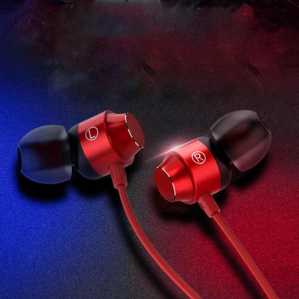Typ-C trådbundna metall In-Ear Sports Smart Hörlurar - Röd