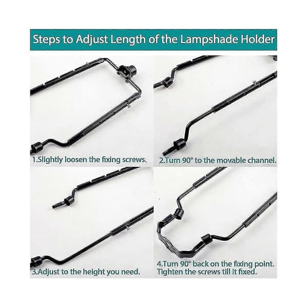 7-inch Lampshade Harp Holder Adjustable Lamp Harp Kit E14, E26, E27 Light Base Adapter Black Horn Fra