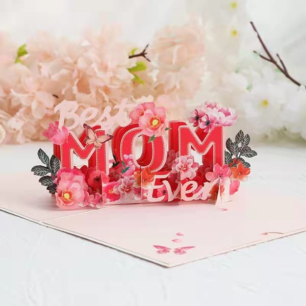 3D Stereo Greeting Card Blessing Message Card Mother's Day Gift E E