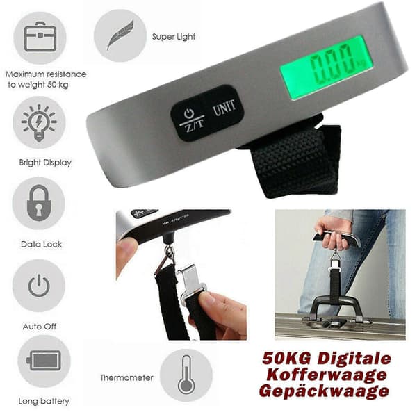 Digital Luggage Scale Baggage Scale Hanging Scale Handheld Scale Travel Scale LCD Display New Kit