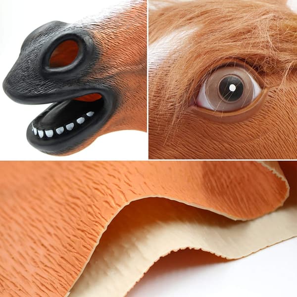 (Brun) Hest Dyrehode Latex Maske for Halloweenfest