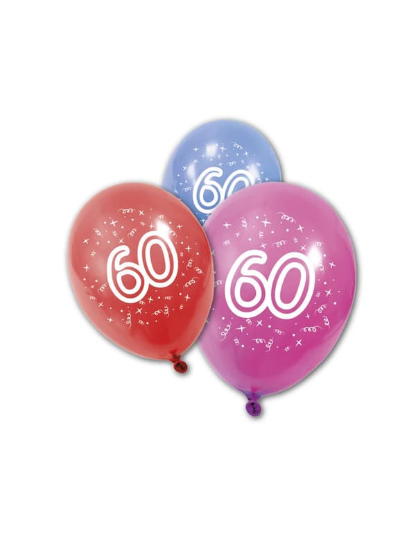 8 latexballoner til 60-års fødselsdag 30 cm