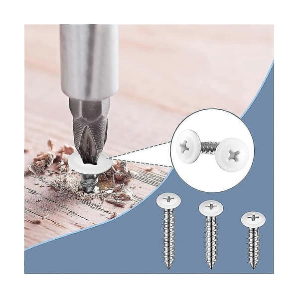 White Wood Screws White Sheet Metal Screw Thread Flat Head Quick Self-Tapping White Panel Cabinet Screws