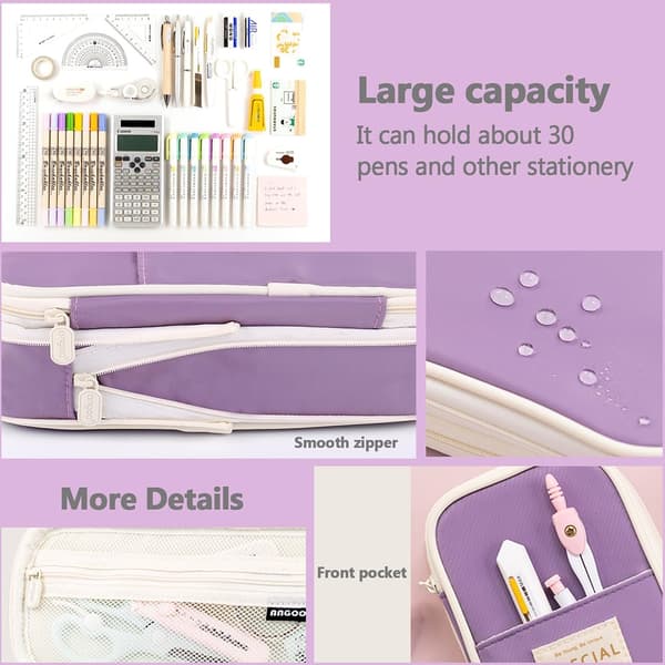 1 pc Retractable Pencil Case, Large Capacity Pencil Case with Compartments, Portable Pencil Bag Purple