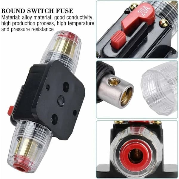 20A Automatic Waterproof Circuit Breaker, 12V-24V DC Inline Fuse Holder