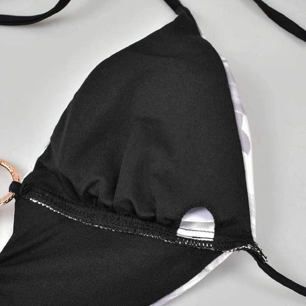 One-piece swimsuit with V-neck, halterneck and cut-out triangles