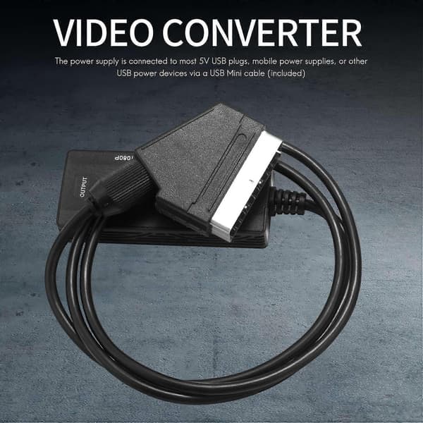 Scart til -kompatibel kabelomformer Scart til -kompatibel HD 1080p videokonverterer
