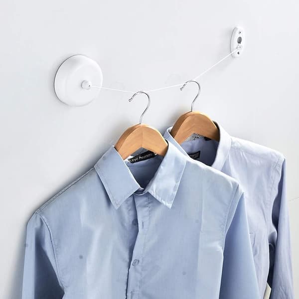 Retractable Clothesline - Wall-Mounted Drying Rack, Removable Drying Racks for Hotel Bathrooms, 2.8 Meters (White)