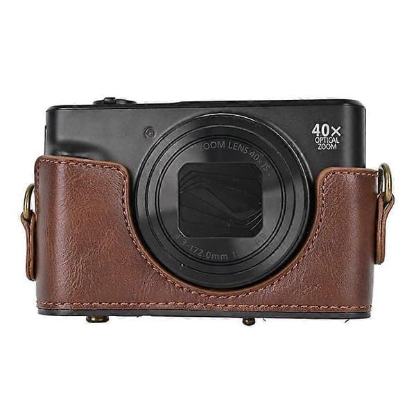 PU Leather Protective Case for Digital Camera Canon SX740 HS/ SX730/ SX720, with Shoulder Strap [DB] Coffee Coffee