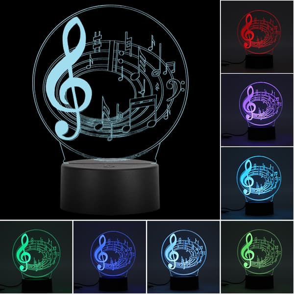 3D Music Note LED Lamp USB Touch Table Lamp Night Light Color Changing
