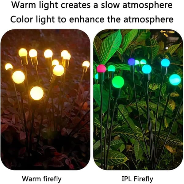 Solar Firefly Lys - Sæt med 2 - 8 LED'er - Landskabsdekoration til Have, Sti - Vandtæt - Længde: 42 cm / Bredde: 8 cm / Højde: 7 cm