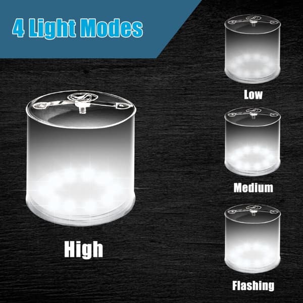 Solar LED Camping Lantern, 75 Lumens, 4 Modes, Portable Foldable, for Hiking Emergencies, Compatible with Solar Charging (2-pack)
