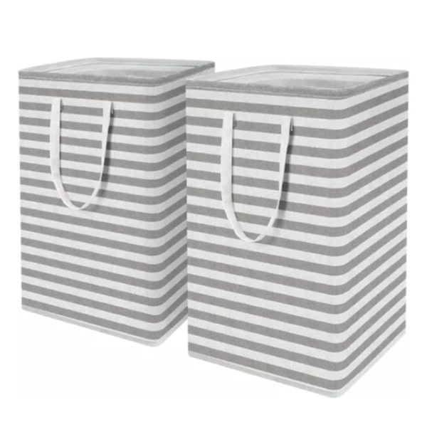 2 pcs Laundry Basket Reinforced Long Handle Precise Stitching Foldable Fabric Baskets for Home
