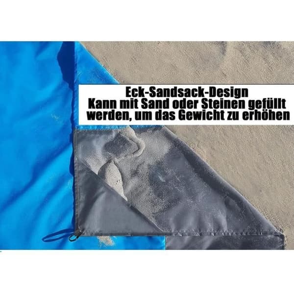 Washable and Insulated Picnic Blanket, Foldable Beach Mat, 200x210cm, Blue